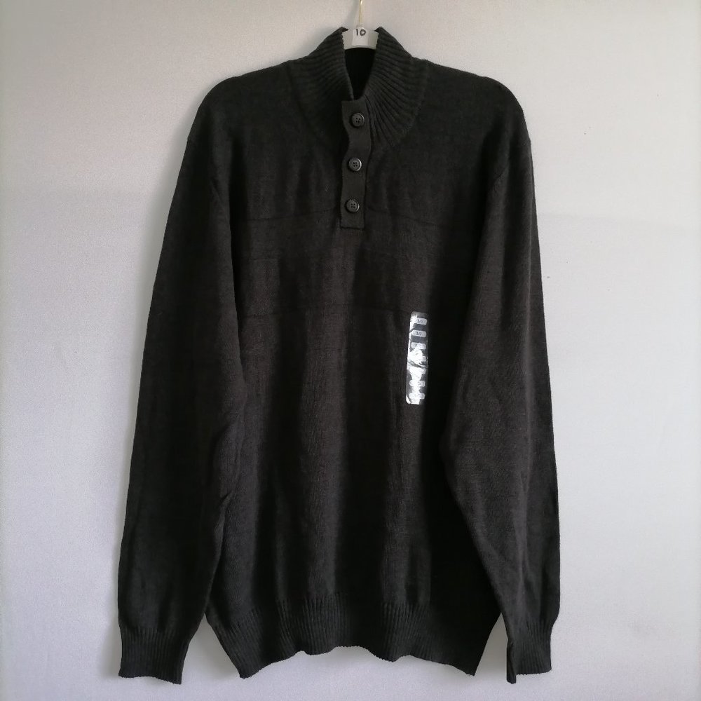 Sun River Men's Sweater 1/4 Button Up Charcoal Size L New With Tag